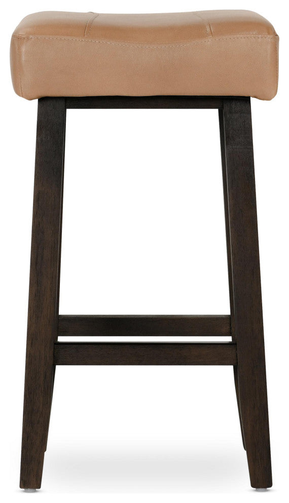 Laurie Backless Counterstool 26", Camel Beige, Dark Brown Legs
