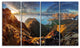 Ocean and Mountains Panorama, Large Landscape Canvas Art, 48"x28", 4 Panels
