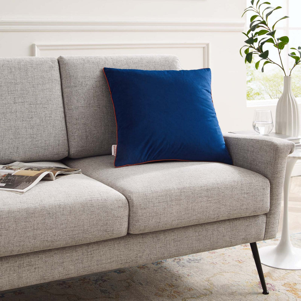 Accent Throw Pillow, Velvet, Blue Navy Pink, Modern, Living Lounge Hospitality