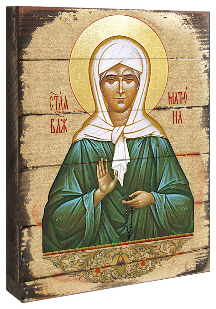 Icon Matrona Plaque Wall Art On Wood, 16 Inch