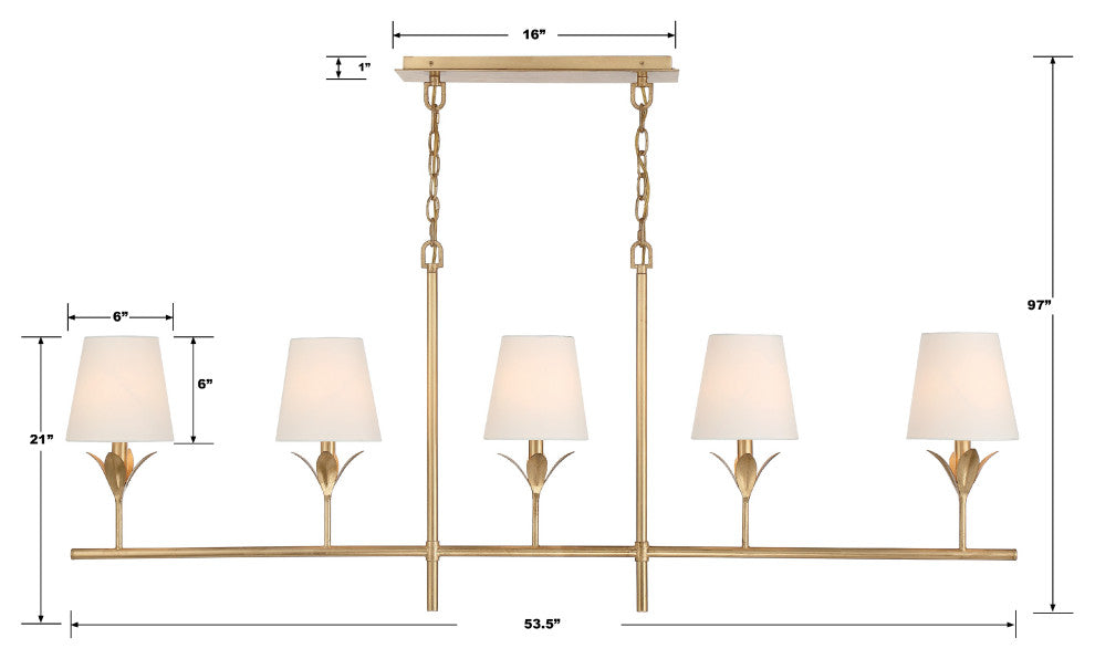 Broche 5-Light Antique Gold Chandelier