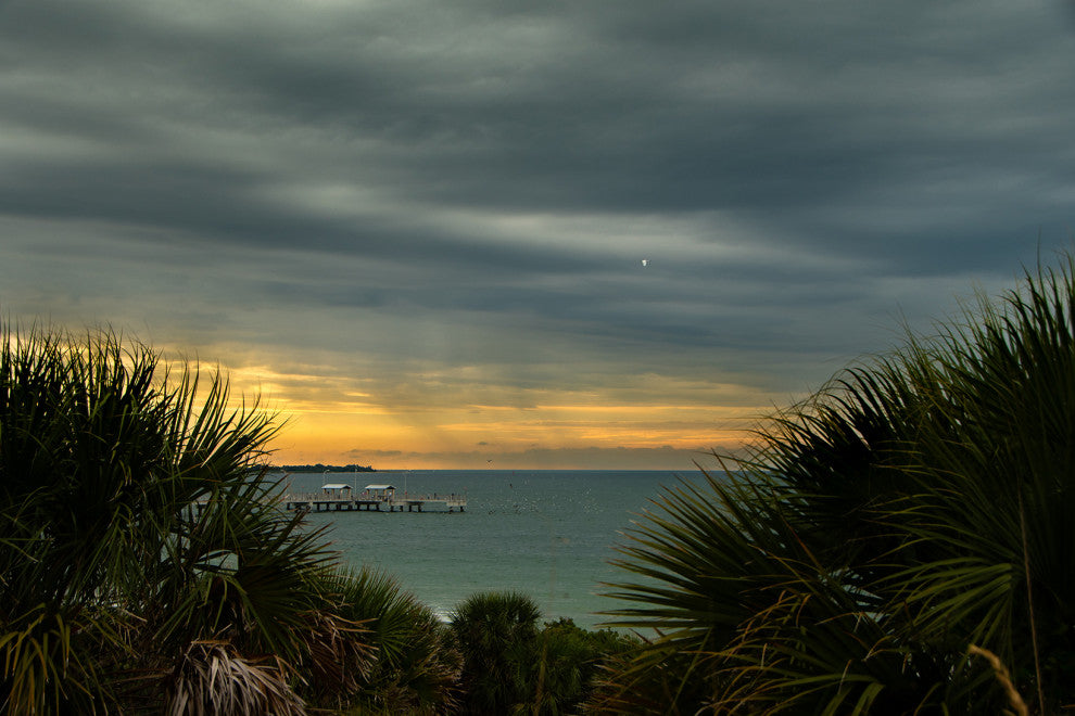 Cloudy Rainy Sunset De Soto Beach Unframed Landscape Photo Wall Art Print, 12" X 18"
