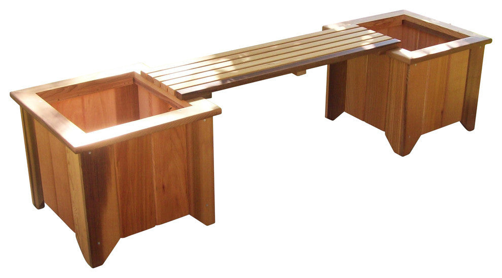 T&L 2 Planter, 1 Bench Set, Cedar Tone, Unstained