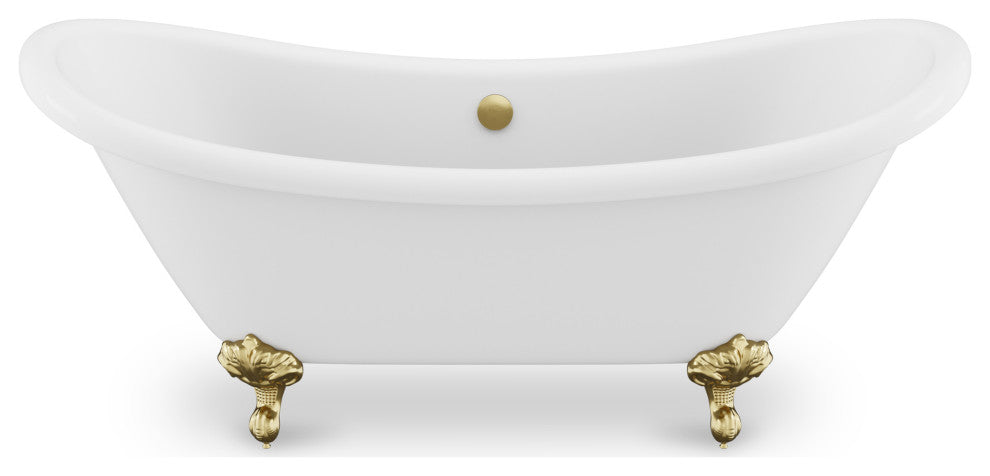Falco 5.8' Acrylic Clawfoot Bathtub, Brushed Gold
