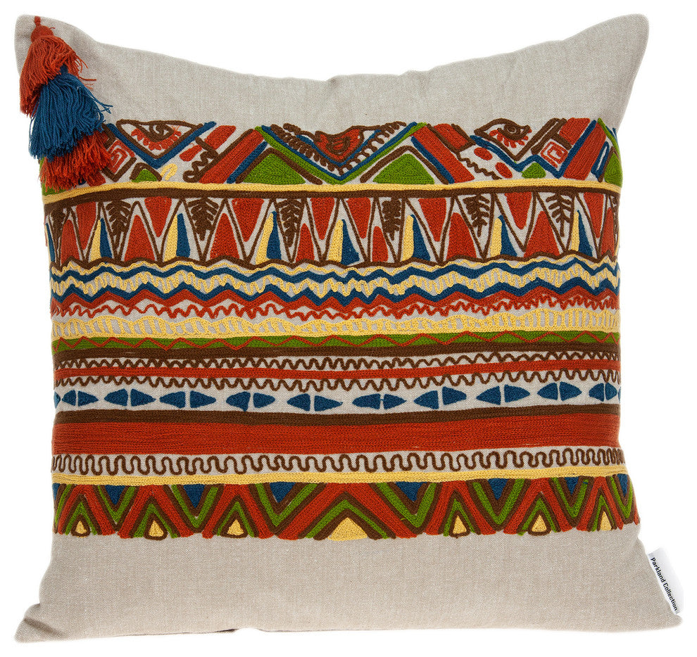 Parkland Collection Zelda Bohemian Multicolor Pillow Cover With Poly Insert