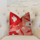 Hibiscus Red and Beige Luxury Throw Pillow, 22"x22"