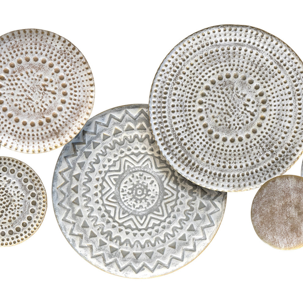 Layered Patterned Metal Plate Wall Decor