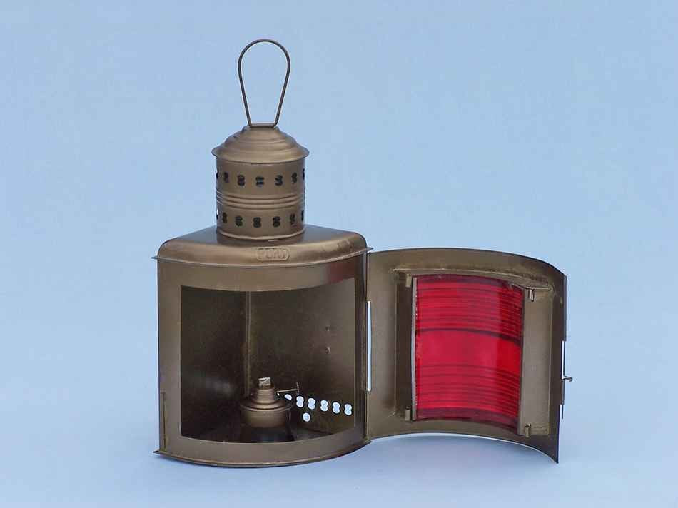 Port And Starboard Oil Lantern, Antique Brass, 17''