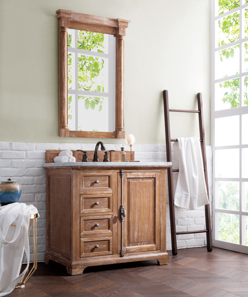 James Martin 238-105-5511-3CAR 36" Driftwood Vanity with Carrara Marble Top