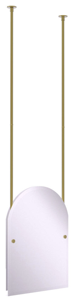 Frameless Arched Top Ceiling Hung Mirror, Satin Brass