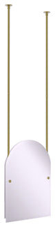 Frameless Arched Top Ceiling Hung Mirror, Satin Brass