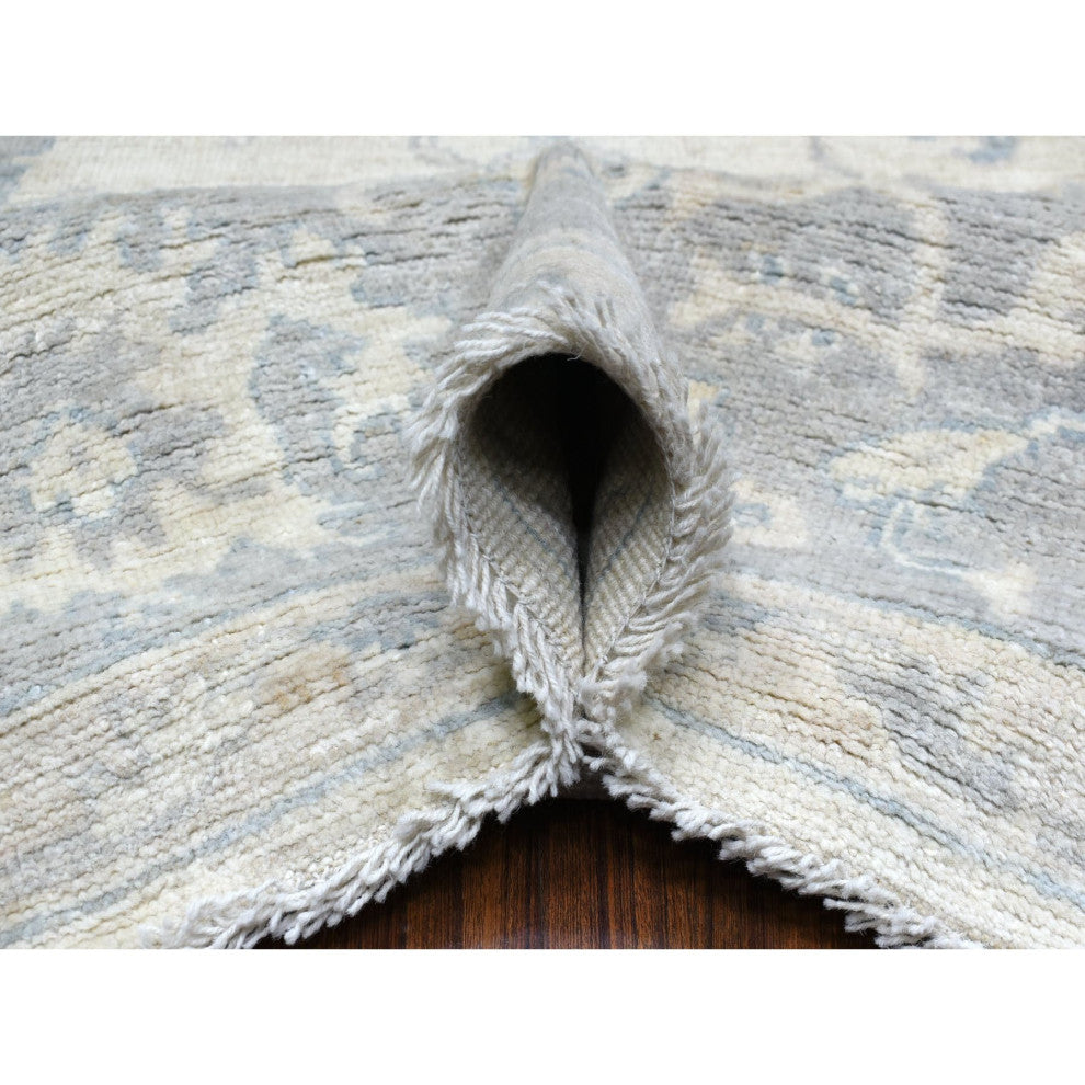 Gray Afghan Angora Oushak Hand Knotted Natural Wool Oriental Rug, 8'1" x 9'8"