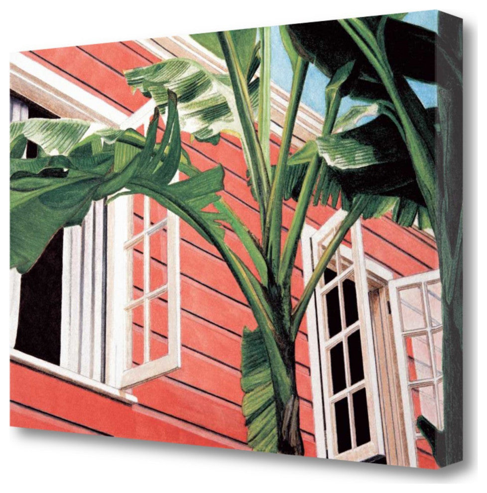 24" Coastal Green Tropical Leaves Giclee Wrap Canvas Wall Art