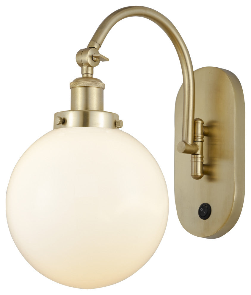 Innovations 918-1W-SG-G201-8-LED Beacon 1 Light 8" Sconce, Satin Gold