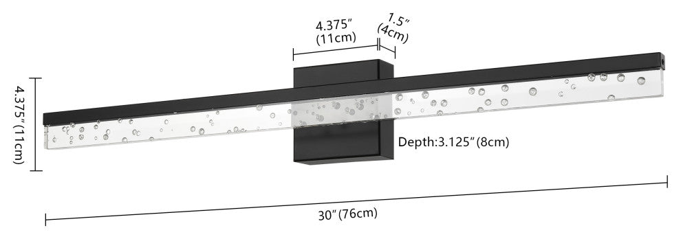 Mario 22" 1-Light 360-Degree Rotatable Integrated LED, Black/Clear, Width: 30"