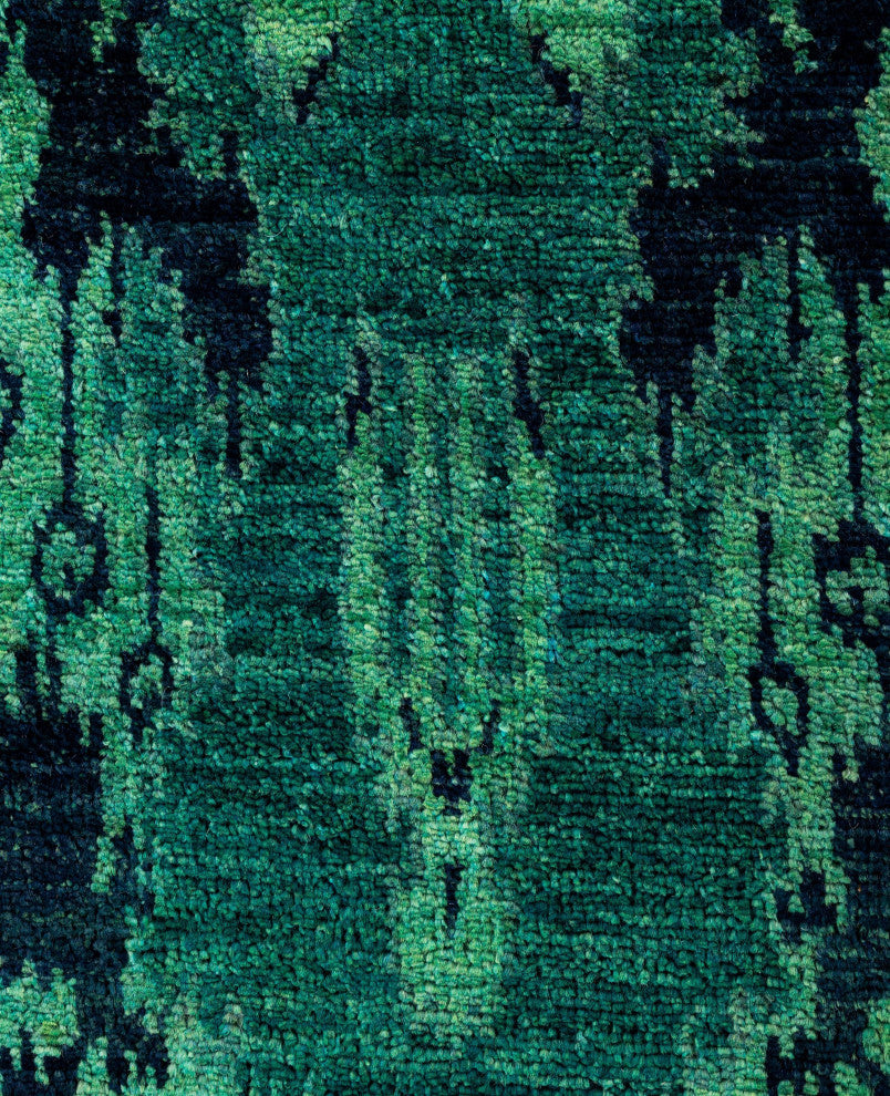 Overdyed One-of-a-Kind Hand-Knotted Area Rug Green, 2' 5" x 10' 4"