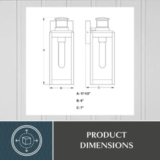 Kinzie Black Motion Sensor Dusk to Dawn Outdoor Wall Light Fixture Clear Glass, 6"wx17.5"hx7"d