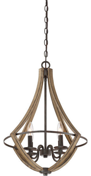 Quoizel SHR2818RK Four Light Pendant Shire Rustic Black