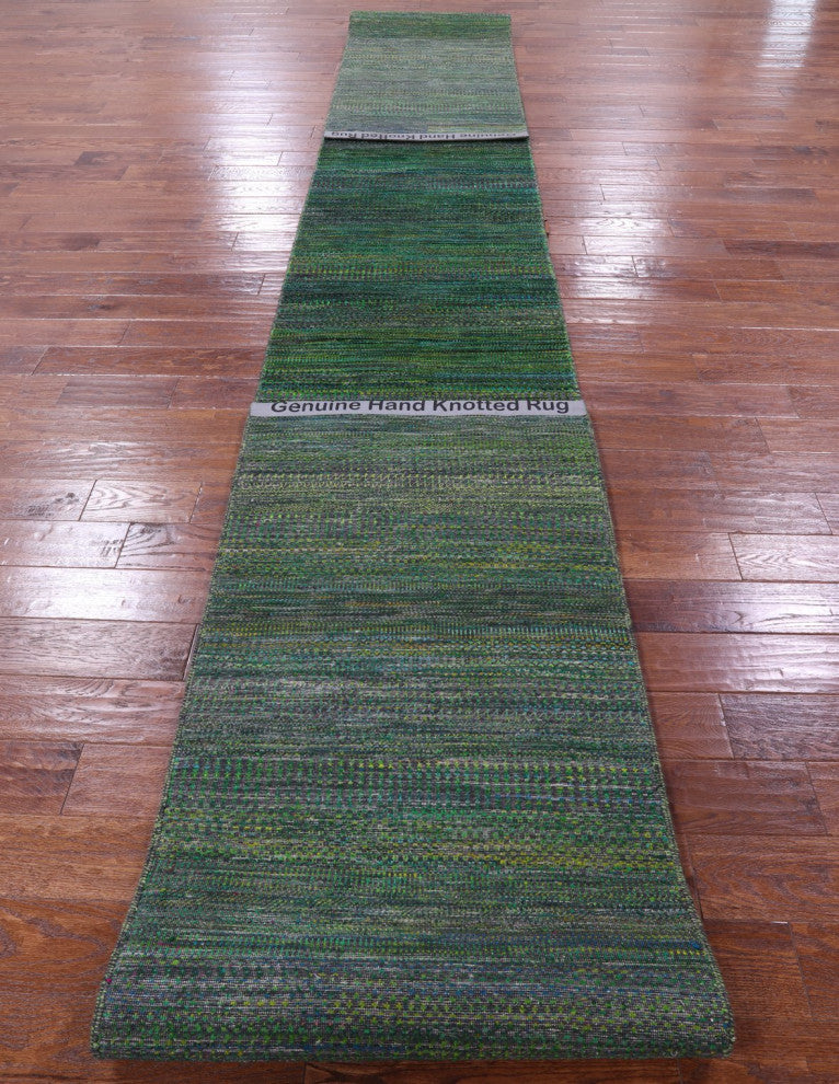 Runner Super Savannah Gabbeh Hand Knotted Wool and Silk Rug 2' 6" X 24' 0" Q8630