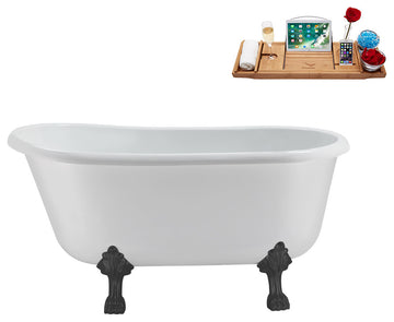 57'' Streamline N375BGM-IN-GLD Soaking Clawfoot Tub and Tray with Internal Drain