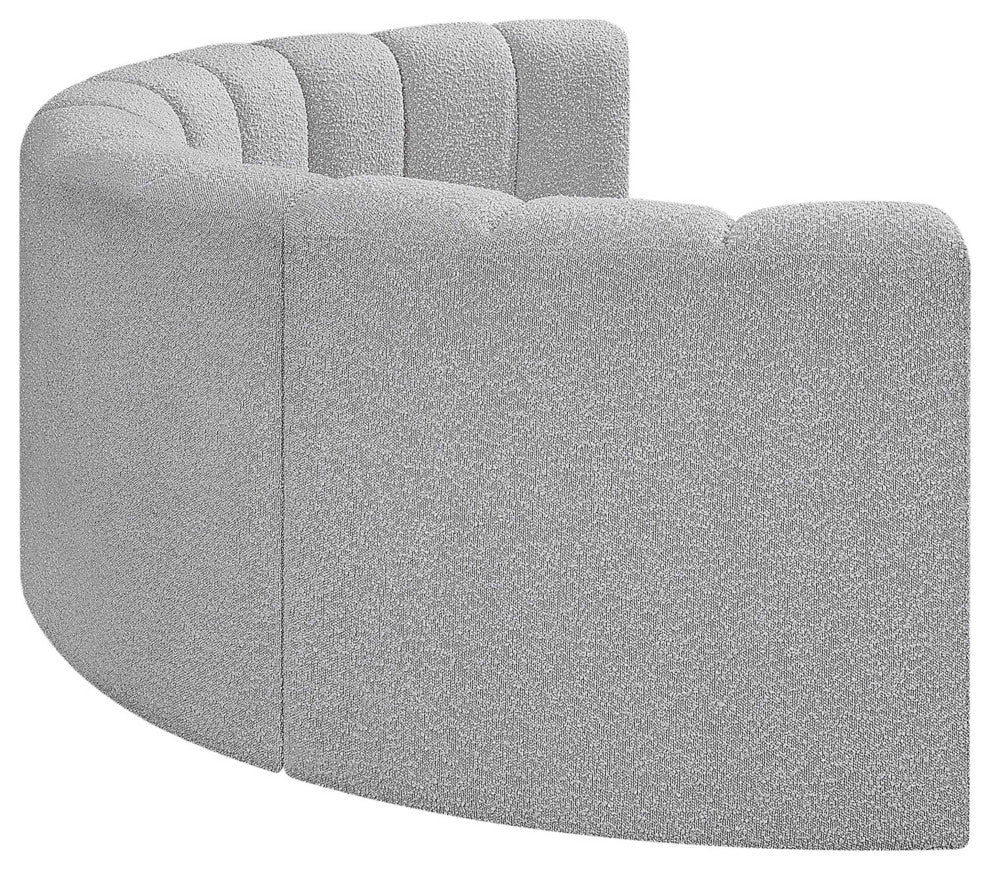 Arc Boucle Fabric Upholstered 4-Pc. Inward Curved Modular Sectional, Grey