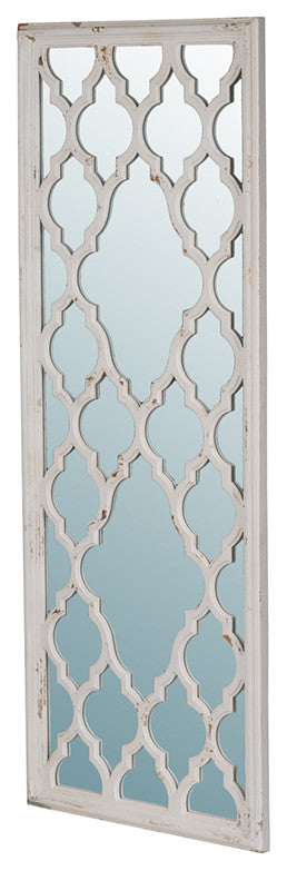 Gewnee 24"x60" Distressed White Floor Mirror, Full Body Mirror