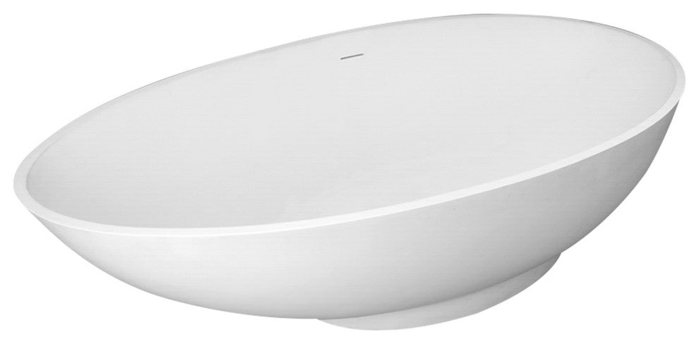 70 in. W Solid Surface Freestanding Flatbottom Soaking Bathtub in Matte White