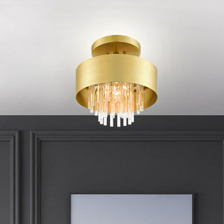 Livex Lighting Orenburg 3 Light Natural Brass Semi-Flush
