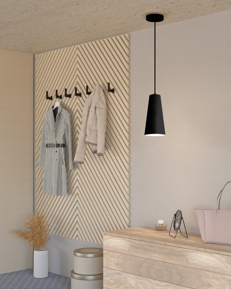 Pratella 1-Light Mini Pendant, Structured Black, Structured Black Shade