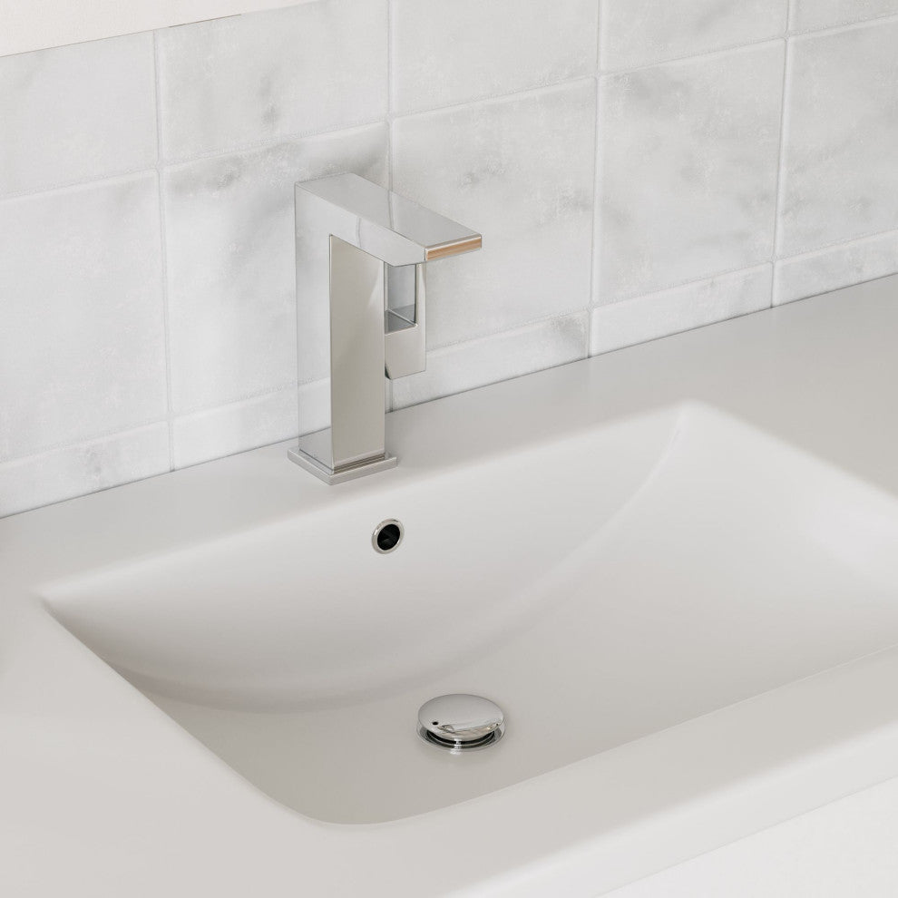 Lockhart Bath Vanity, White, 48", Polished Chrome Hardware, Single Sink, Freestanding