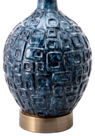 Nuloom 28" Tegular Ceramic Flask Linen Shade Blue 3-Way Switch Table Lamp