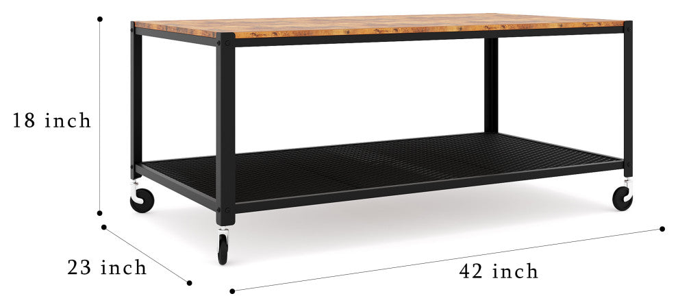 Rustic Coffee Table With Wheels 42x23x18