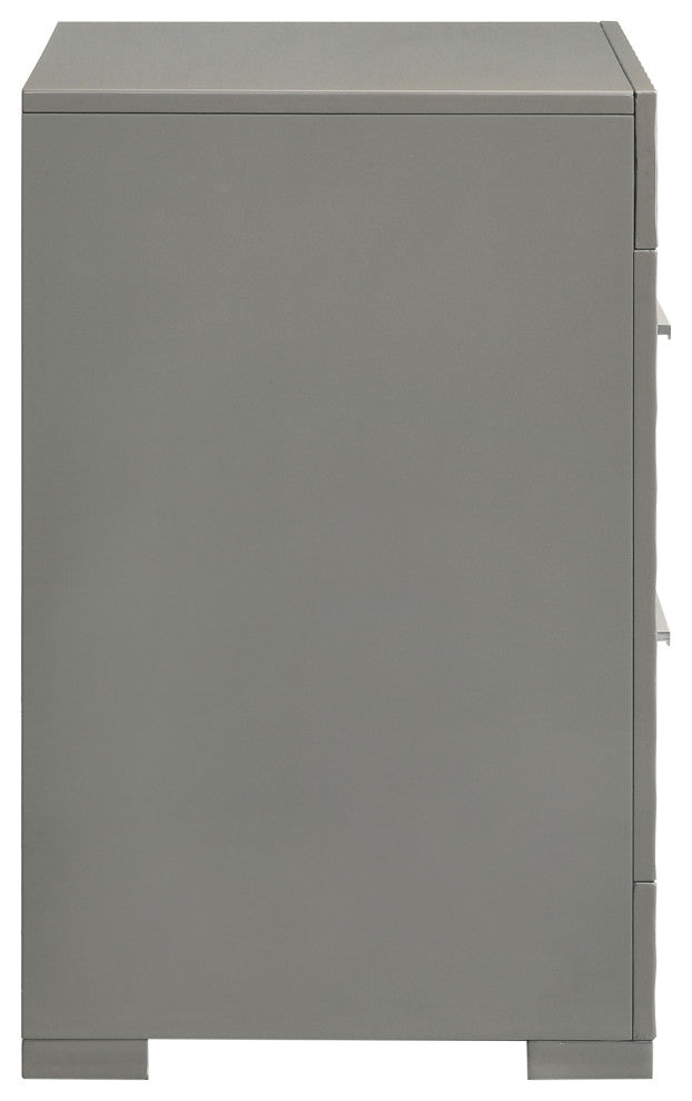 Ives 2-drawer Nightstand Bedside Table Grey High Gloss