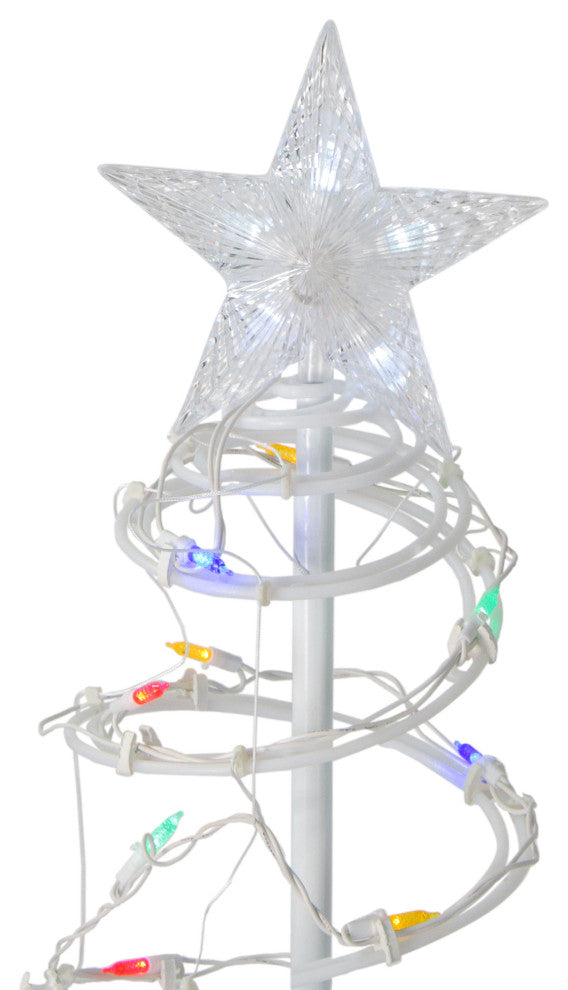 Set of 2 Multi-Color LED Lighted Spiral Christmas Trees Decorations 3' 4'