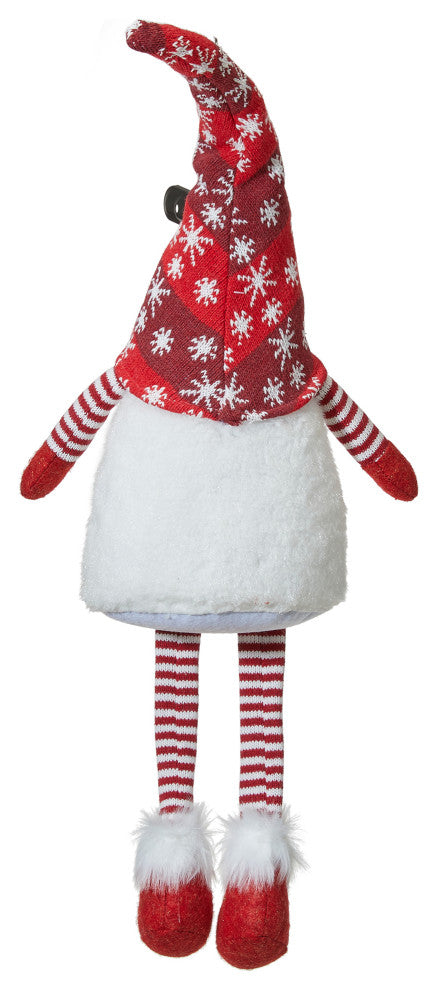 28"H Fabric Christmas Gnome Shelf Sitter With Dangling Legs