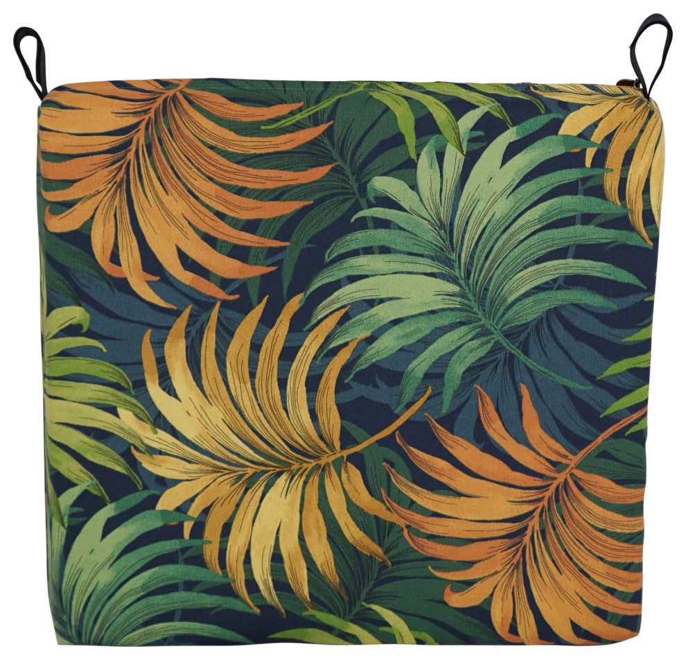 20"X19" Patterned Outdoor Polyester Chair Cushions, Set of 2, Laperta Monsoon