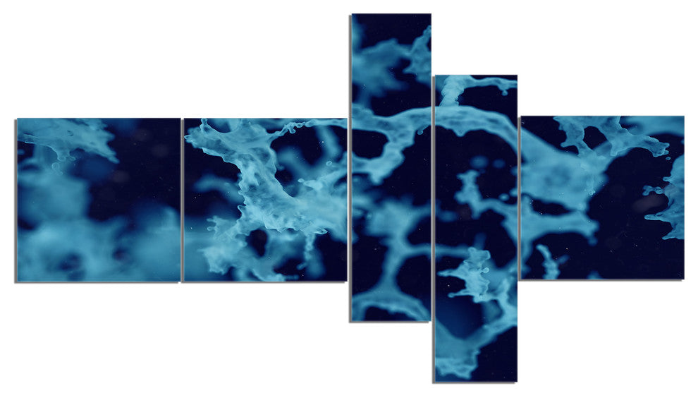 Cloudy Abstract Blue Texture, Abstract Canvas Art Print, 60"x32", 5 panels