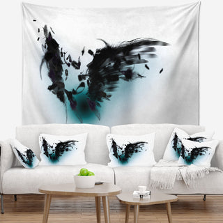 Black Wings Abstract Wall Tapestry, 60"x50"