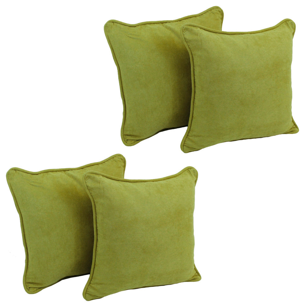 18" Double-Corded Solid Microsuede Square Throw Pillows, Set of 4, Mojito Lime