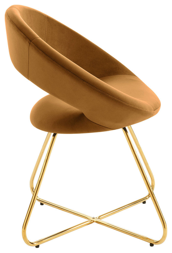 Nouvelle Performance Velvet Dining Chair Set of 2 Gold Cognac