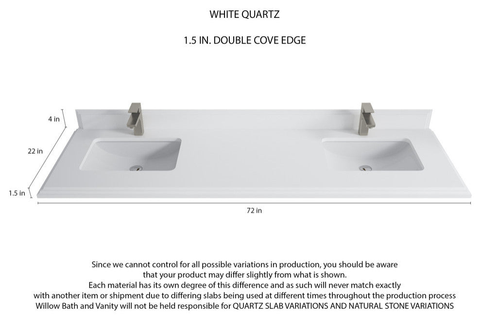 Santa Monica 72 Double Sink Bath Vanity in Whitewashed Teak 1.5" White Quartz