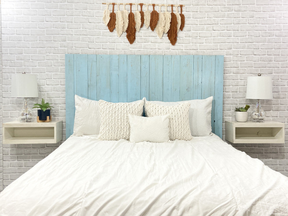 Handcrafted Headboard, Leaner Style, Baby Blue, Queen