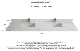 Elizabeth 84 Double Sink Bath Vanity in Light Natural Teak 2" Calacatta Laza