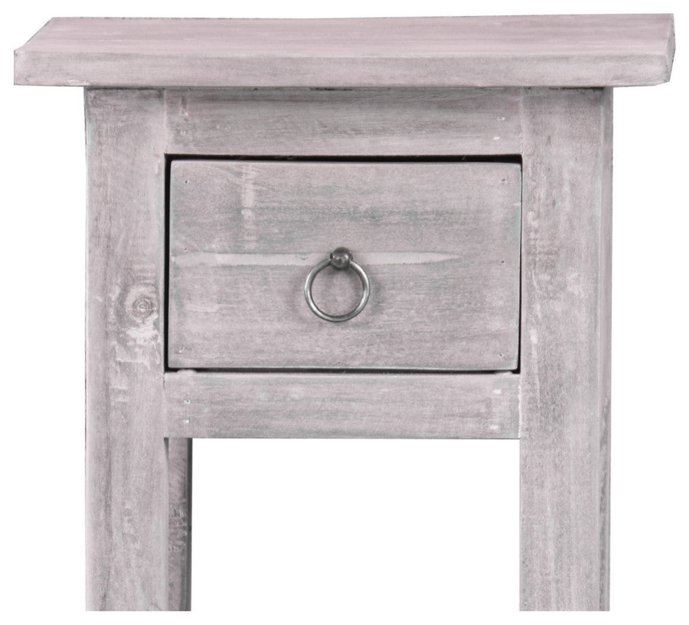 Sunset Trading Cottage Narrow Side Table, Distressed Light Gray
