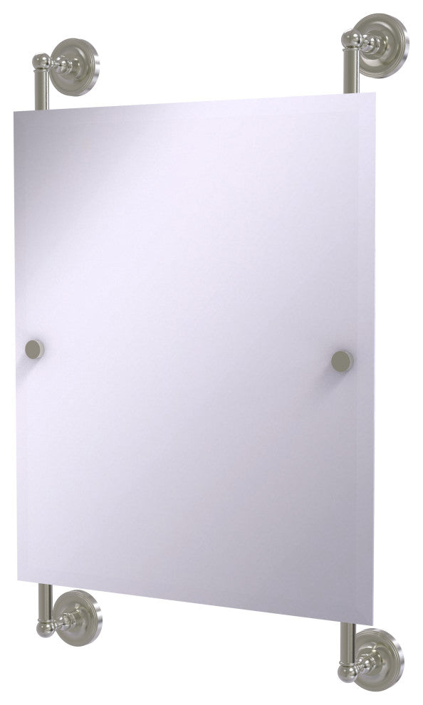 Prestige Regal Rectangular Frameless Rail Mounted Mirror, Satin Nickel