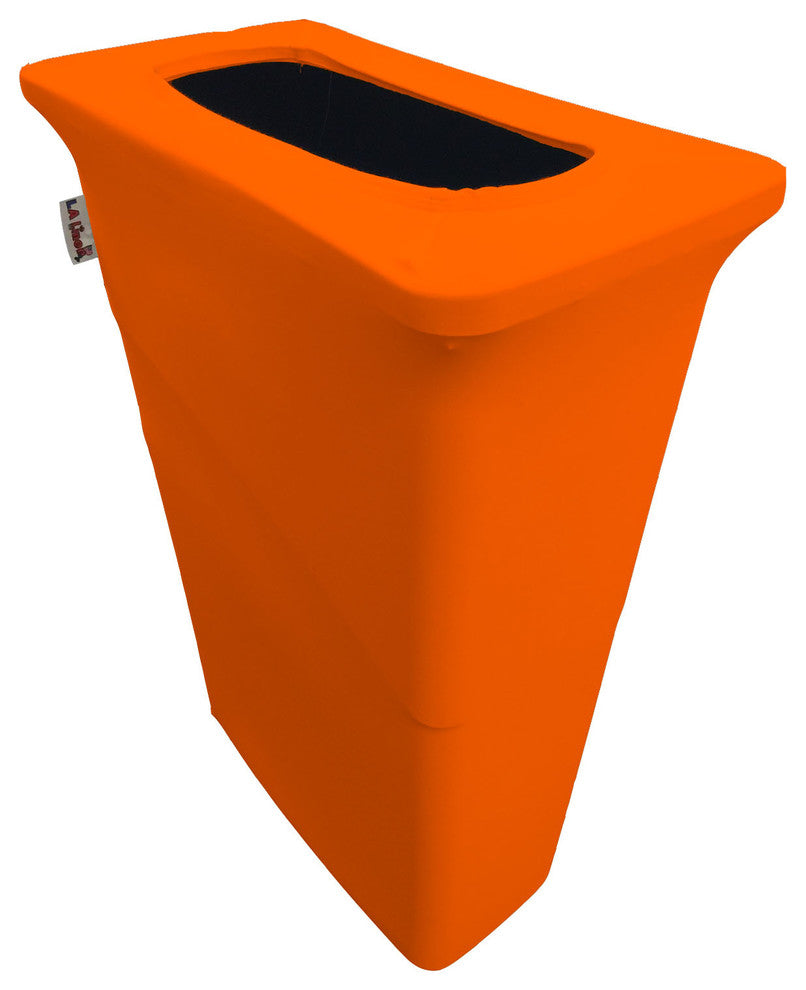 LA Linen Stretch Spandex Trash Can Cover for Slim Jim 23 gal., Orange