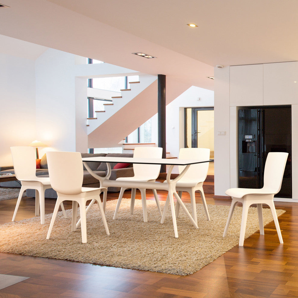 Compamia Mio PP Modern 7-Piece Dining Set With 55 inch Air Table, White