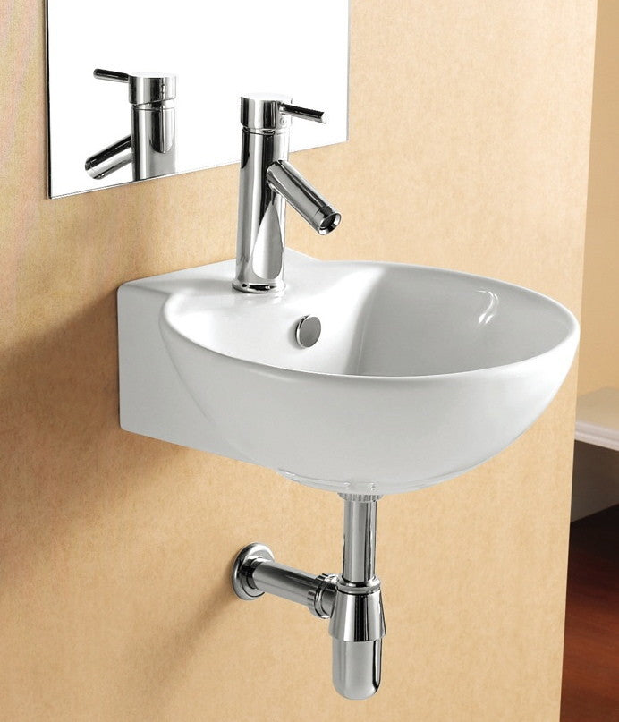 Porcelain White Wall-Mounted Deep Bowl Sink