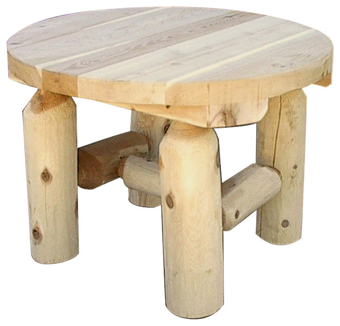 Rustic White Cedar Log Round Coffee Table