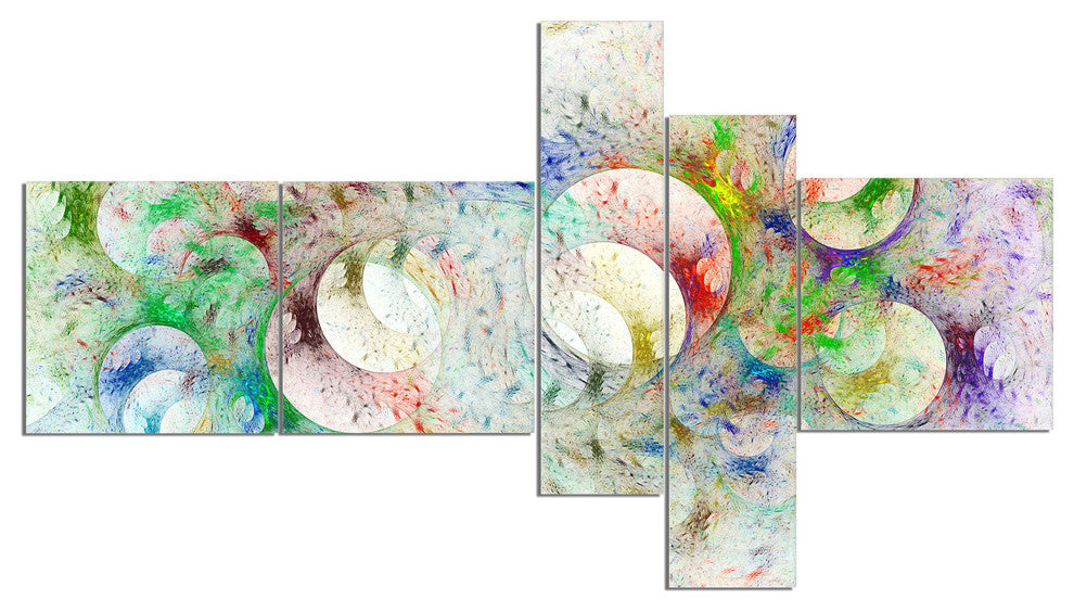 White Fractal Ornamental Glass, Abstract Canvas Art Print, 60"x32", 5 panels